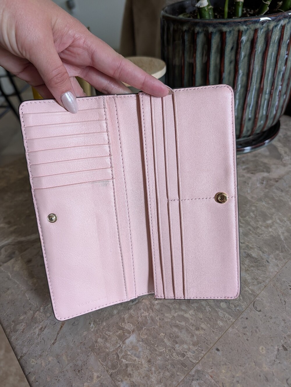 Tory Burch Cream Wallet with Pink and Peach Floral Motif - Picture 7 of 9